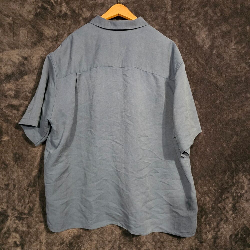 The Havana Co Button Up Shirt Linen Blend Short Sleeve Blue Men's Size XXL - Picture 2 of 5